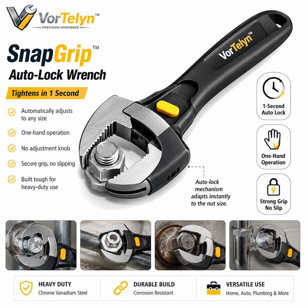 VorTelyn™  Auto-Lock Wrench Smart Self-Adjusting Universal Wrench