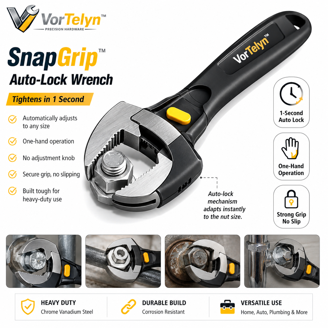 VorTelyn™  Auto-Lock Wrench Smart Self-Adjusting Universal Wrench