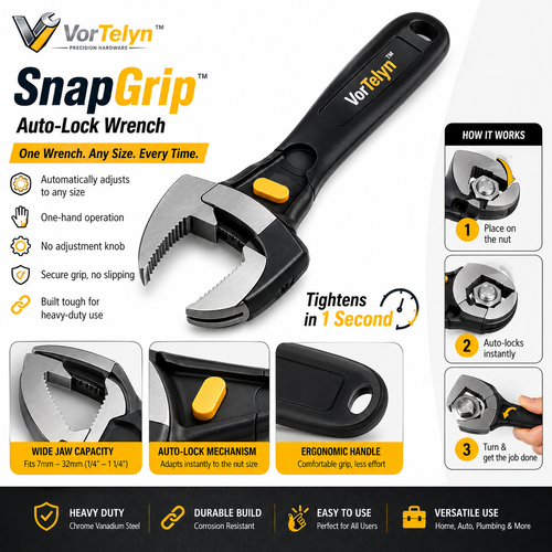 VorTelyn™  Auto-Lock Wrench Smart Self-Adjusting Universal Wrench
