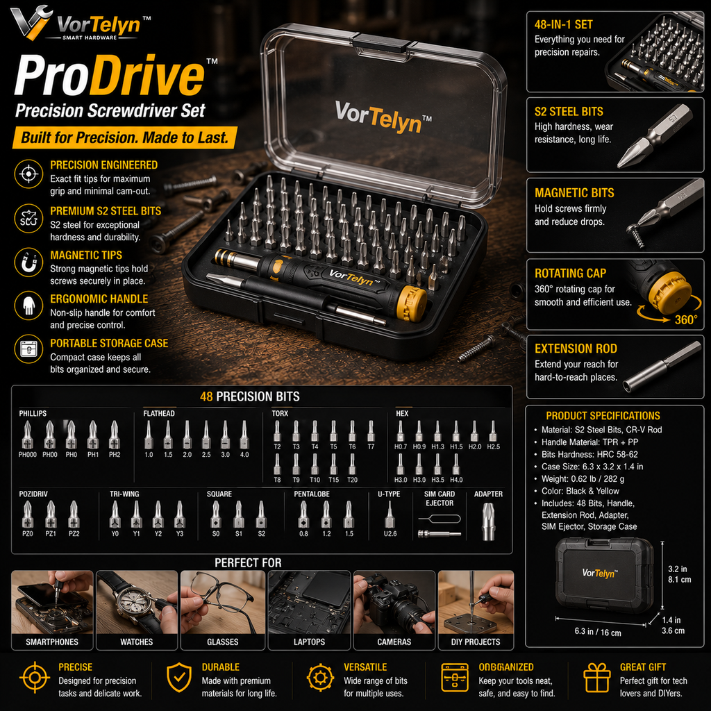 VorTelyn™ Precision Screwdriver Set 48-in-1 Professional Repair Toolkit