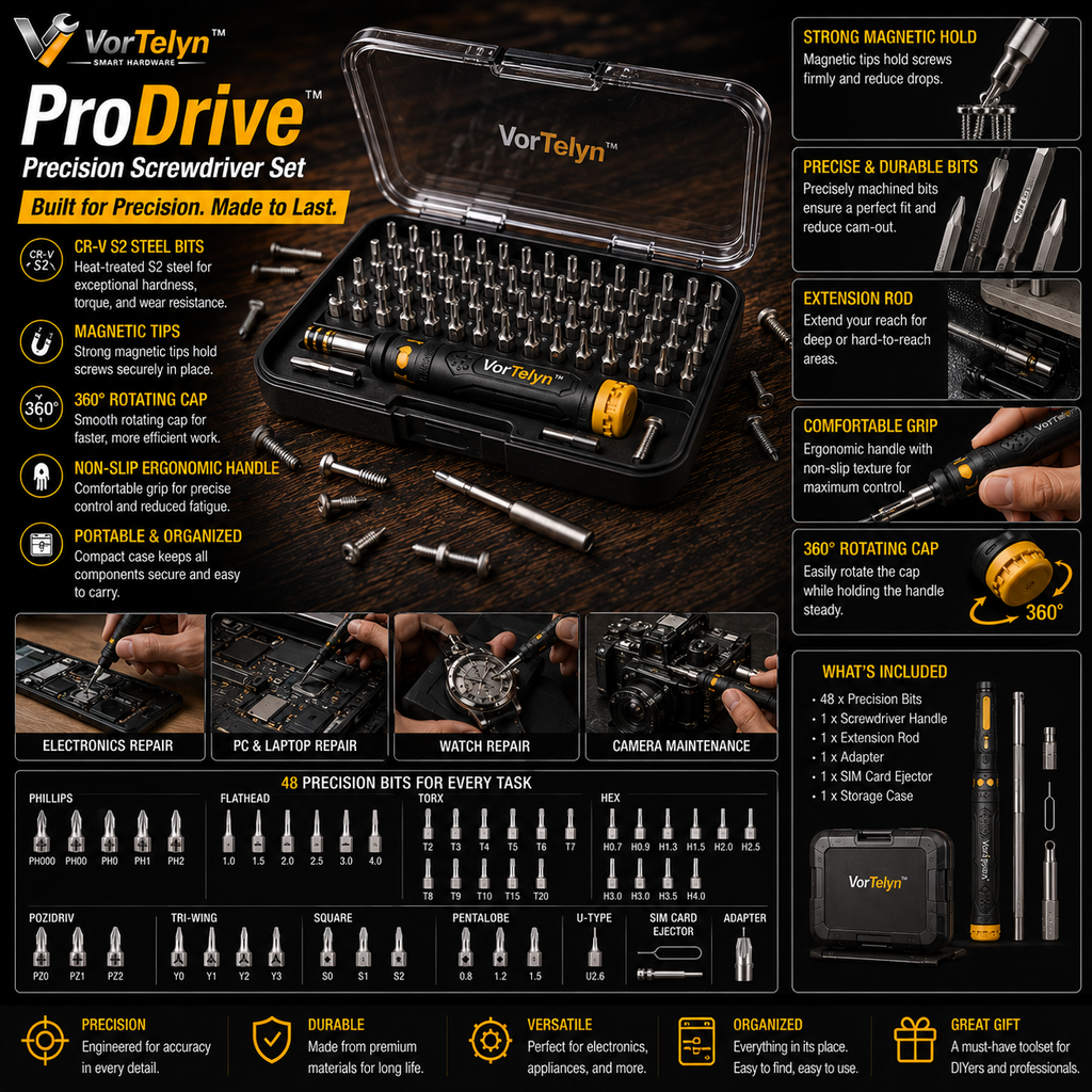 VorTelyn™ Precision Screwdriver Set 48-in-1 Professional Repair Toolkit